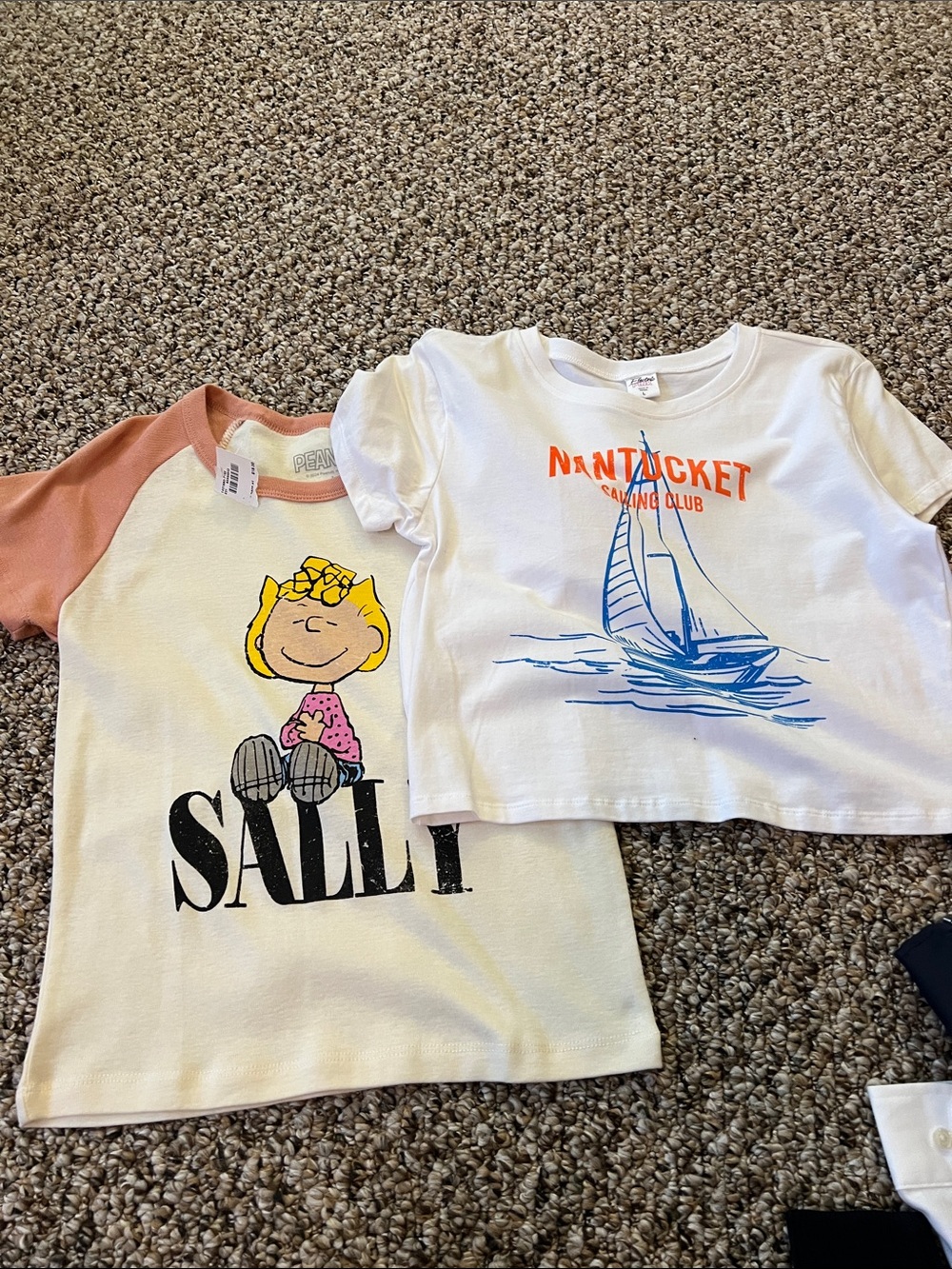 PINK Victoria's Secret White Graphic Cropped Tee with Blue and Orange Sailboat
